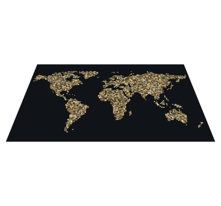 World map vinyl rug golden world map - TenStickers