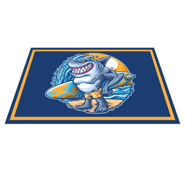 Cheerful Shark Character teen vinyl rug - TenStickers