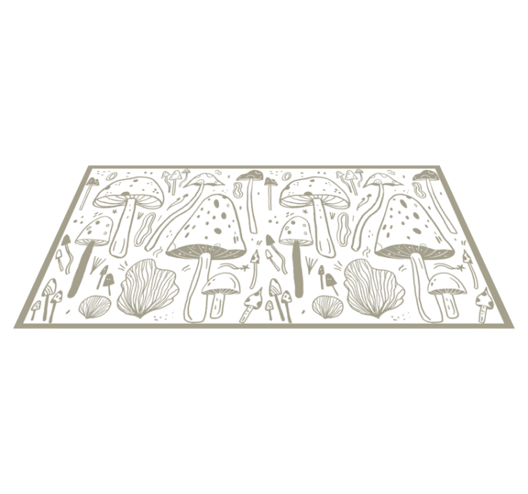 Mushroom sketches floral vinyl rug - TenStickers