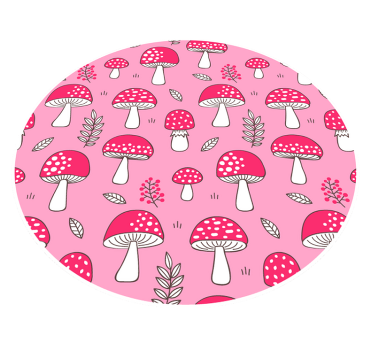 Circle and mushroom pattern floral rug - TenStickers