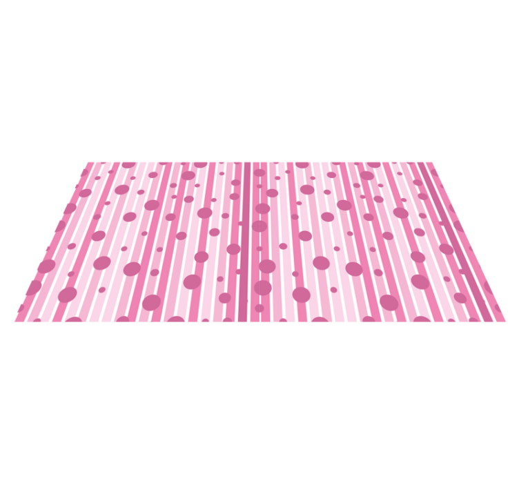 Pink Striped Circles striped vinyl rug - TenStickers