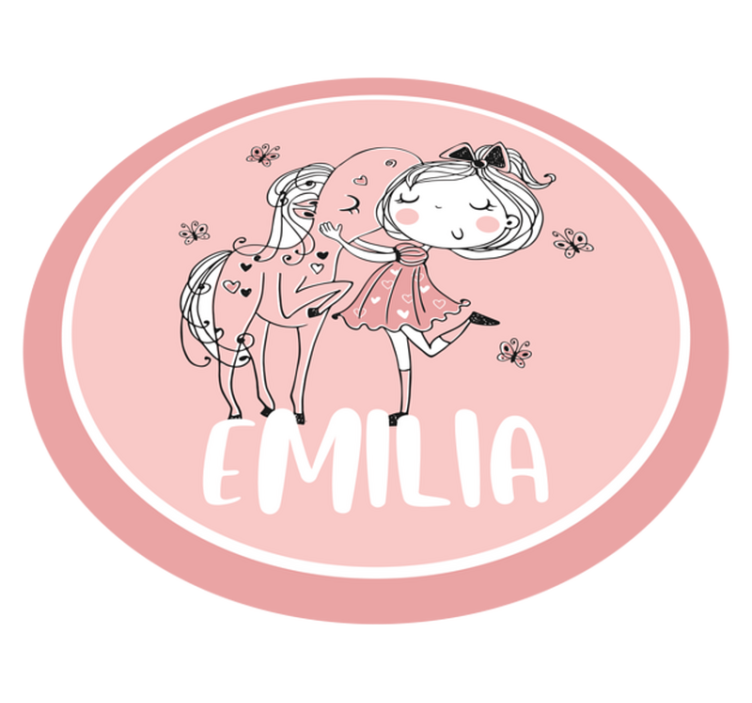 Girl and horse with name teen vinyl rug - TenStickers