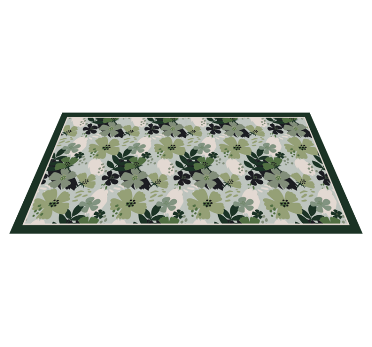 Floral vinyl rug in green floral pattern - TenStickers
