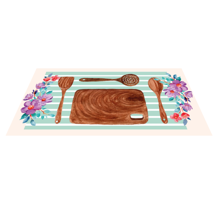 Floral kitchen rug kitchen vinyl rug - TenStickers