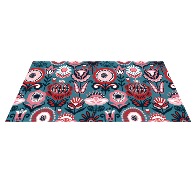 Scandinavian ethnic motif floral vinyl rug - TenStickers
