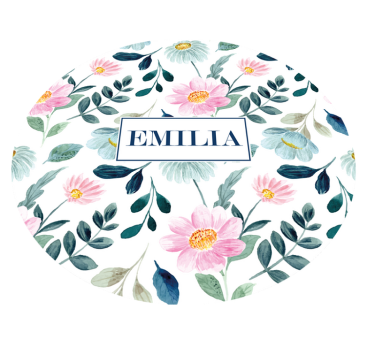 Floral name personalisation bedroom vinyl rug - TenStickers