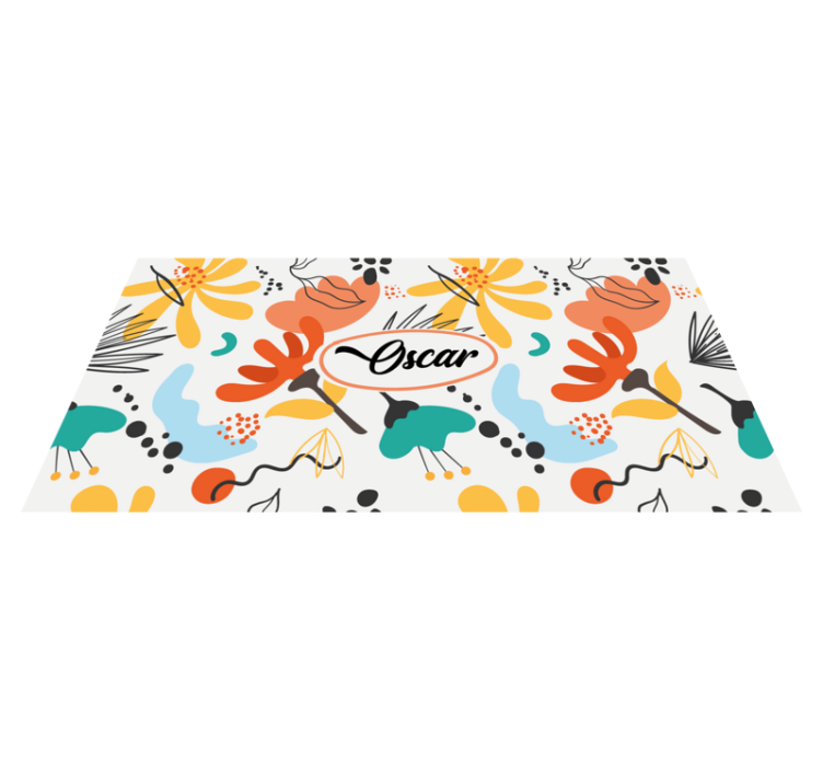 Custom abstract flowers bedroom vinyl rug - TenStickers