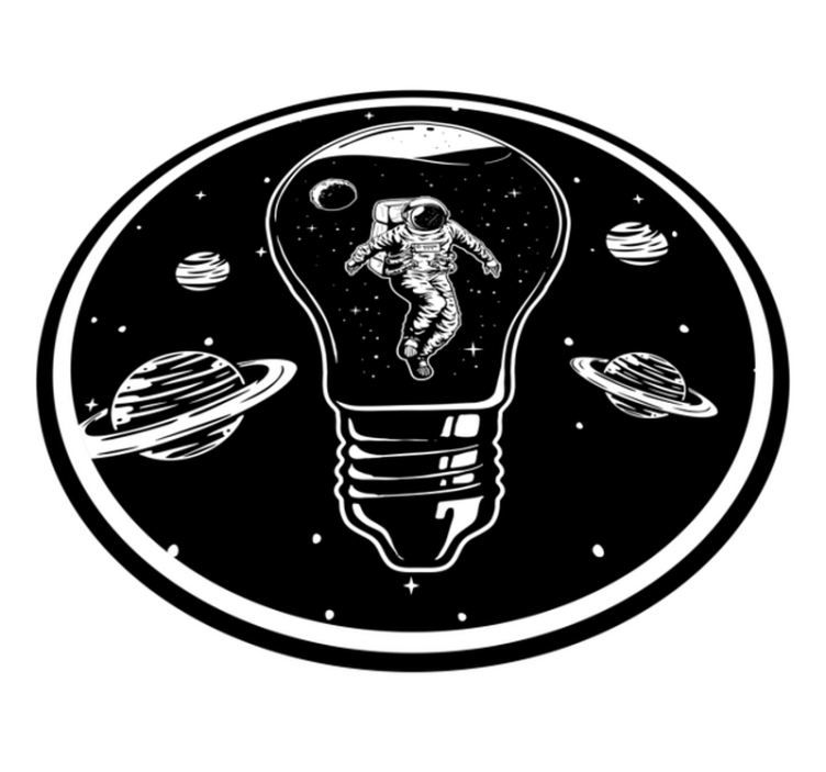 Cosmonaut in Lightbulb star vinyl rug - TenStickers