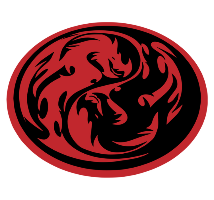 Black and Red Dragon Yin Yang circular rug - TenStickers