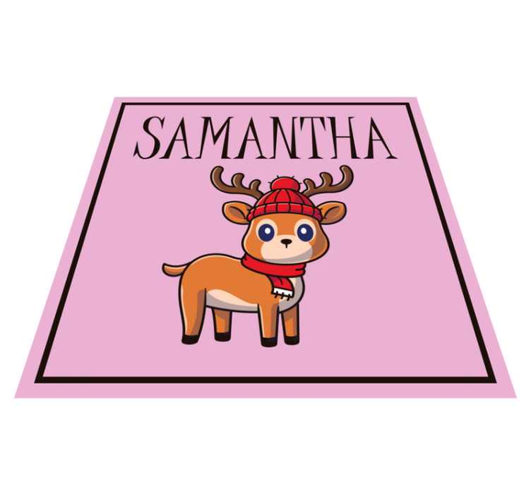 Baby Reindeer with name Christmas vinyl rug - TenStickers