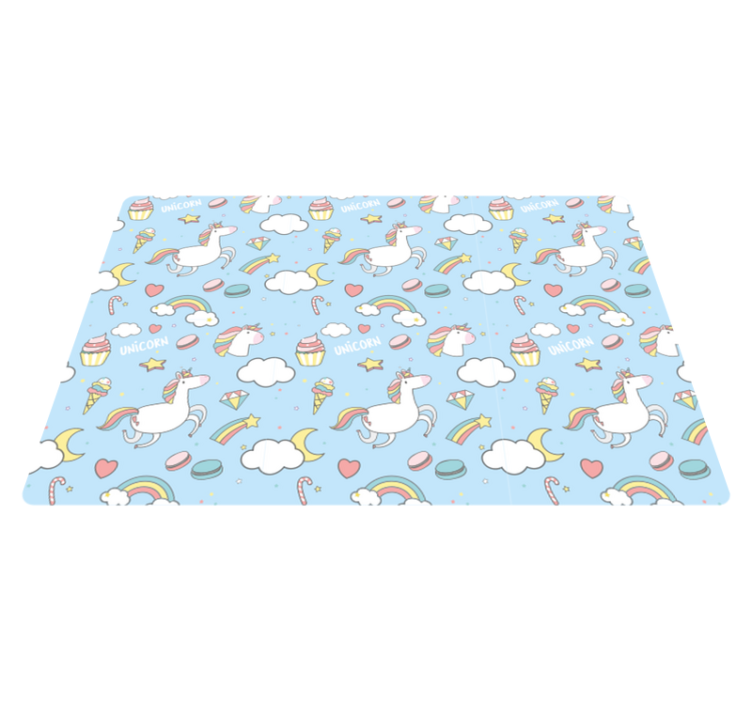 Blue unicorn fantasy kids vinyl rug - TenStickers