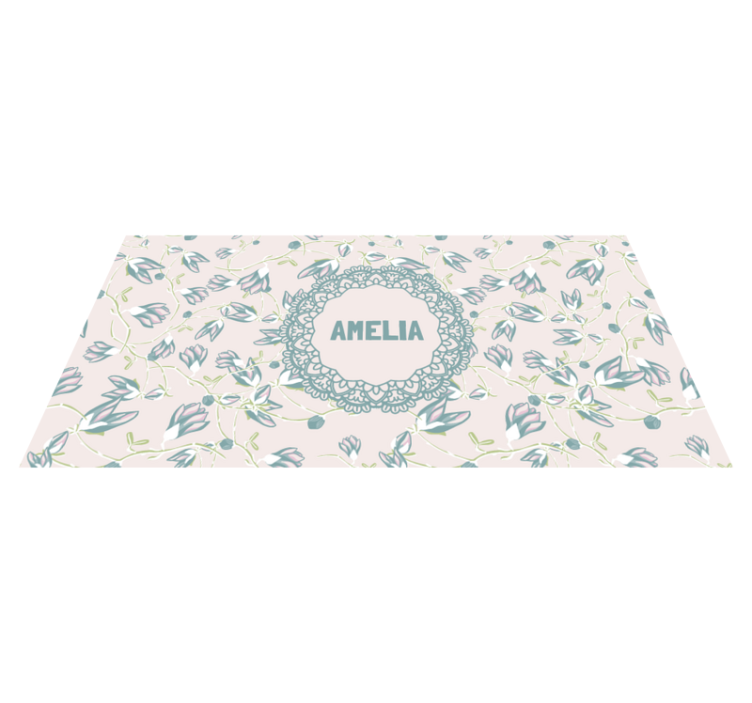 Floral design with name bedroom vinyl rug - TenStickers