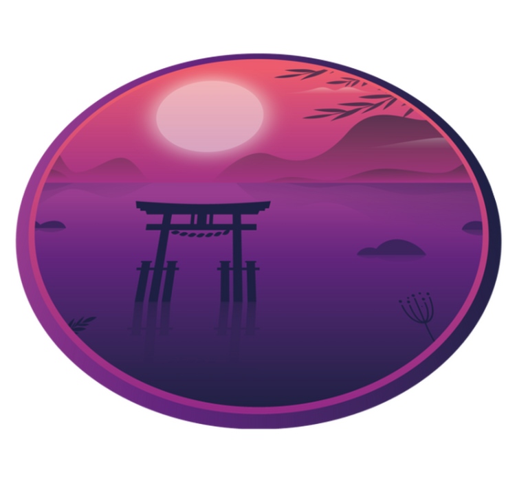 Serene Sunset Scene circular vinyl rug - TenStickers