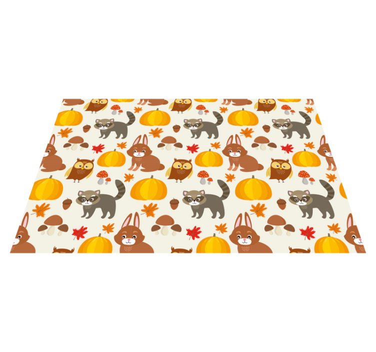 Autumn Animal Characters nursery vinyl rug - TenStickers