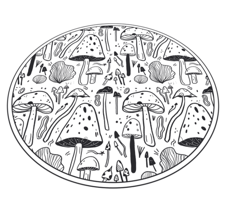 Black and white fungi nature vinyl rug - TenStickers