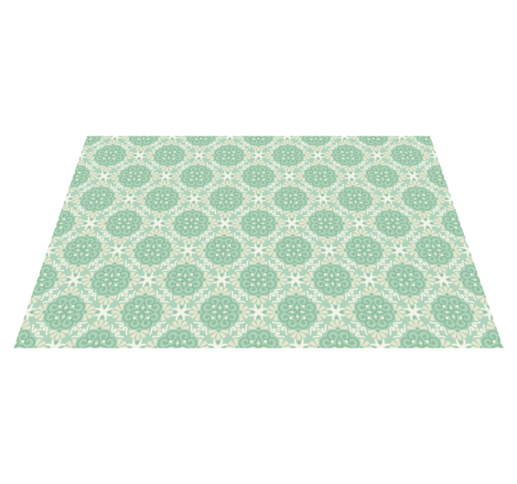 Green tile pattern nordic vinyl rug - TenStickers