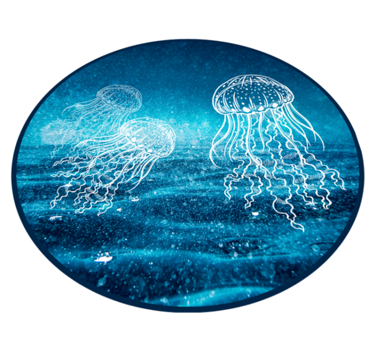 Jellyfish Ocean Scene animal vinyl rug - TenStickers