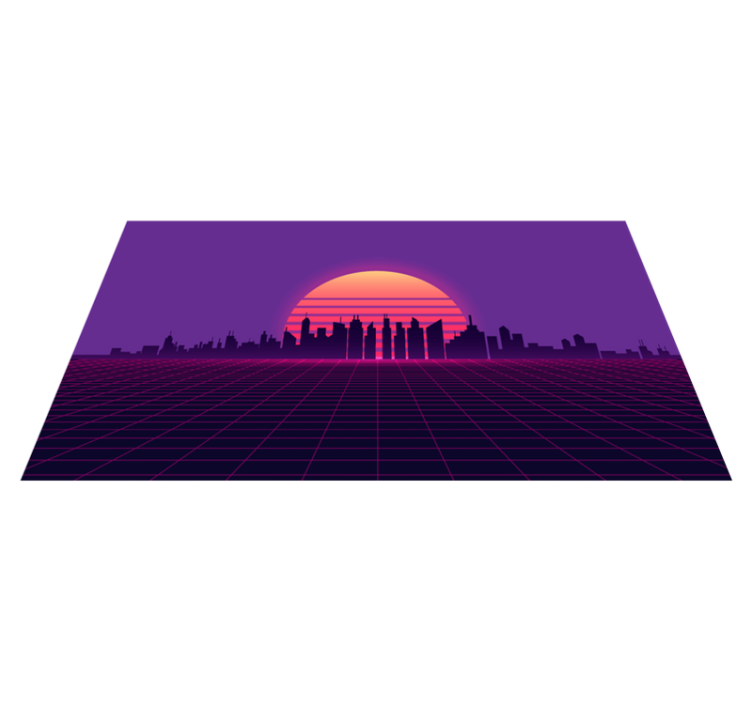 Retro Sunset Grid modern vinyl rug - TenStickers