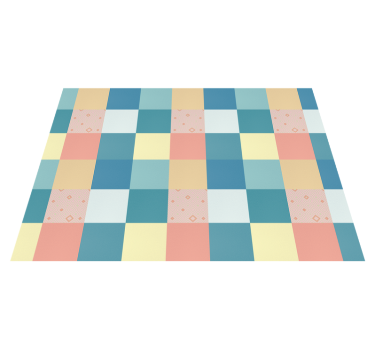 Geometric Pastel Checkerboard geometric rug - TenStickers