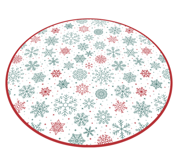 Red and green snowflakes Christmas vinyl rug - TenStickers