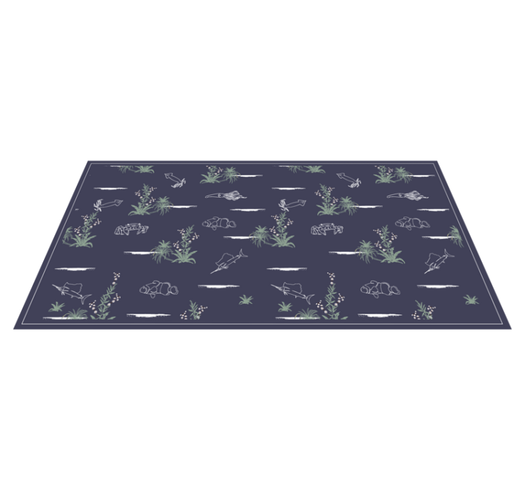 Dark colors plants pattern floral rug - TenStickers