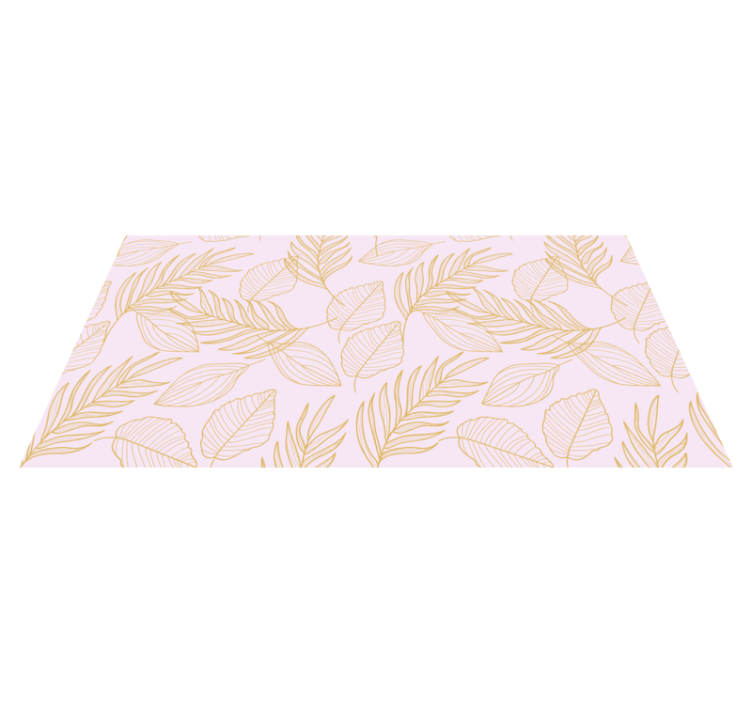 Golden Leaf Pattern Overlay floral vinyl rug - TenStickers