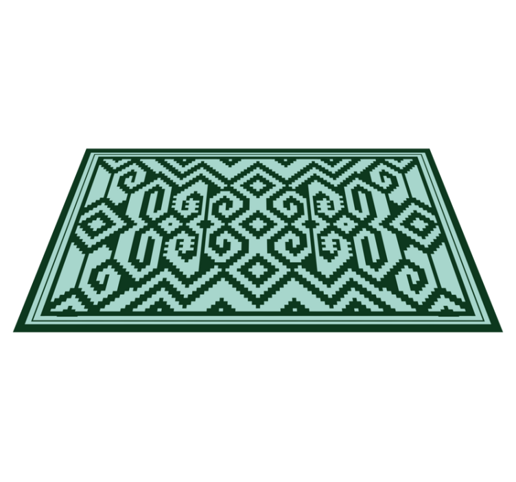 Green Geometric Patterns Scandinavian vinyl rug - TenStickers