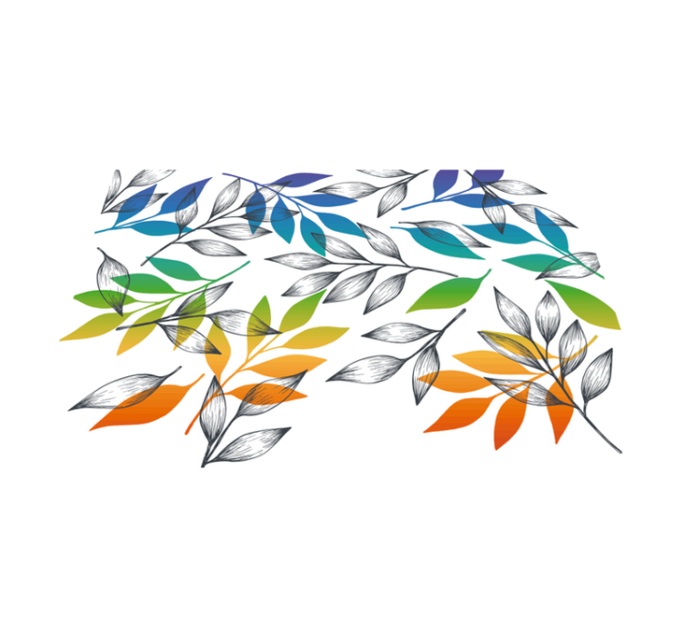 rainbow color leaves floral rug - TenStickers