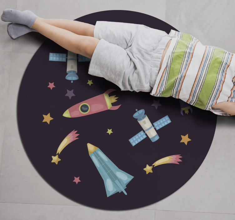 Spacecraft Exploration kids vinyl rug - TenStickers