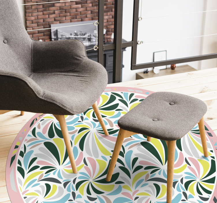 Colorful Floral Swirls nursery vinyl rug - TenStickers