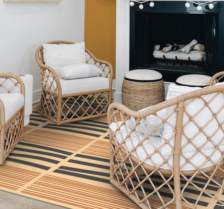 Layered striped elegance bedroom vinyl rug - TenStickers