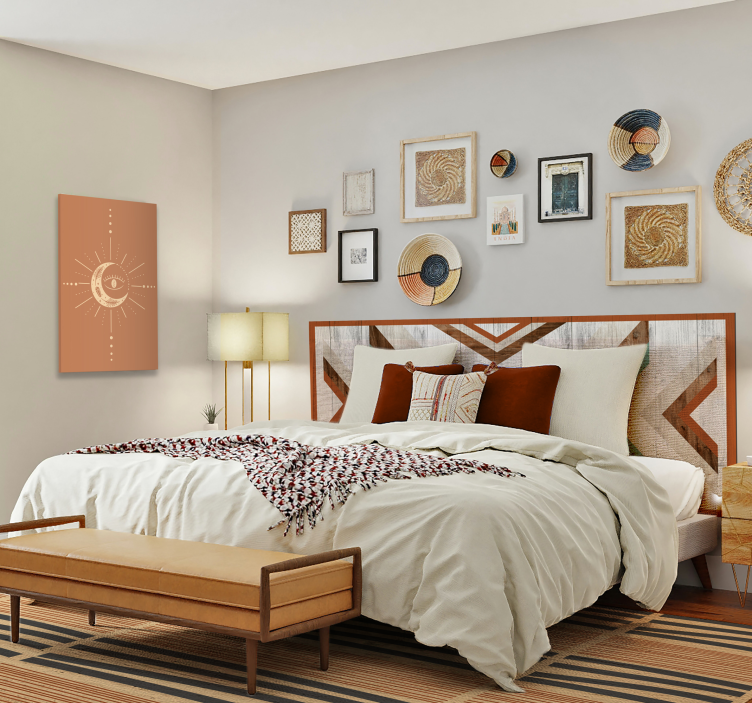 Layered striped elegance bedroom vinyl rug - TenStickers