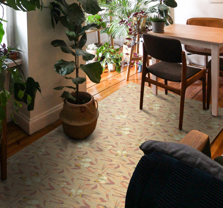 Floral patterned ensemble living room vinyl rug - TenStickers