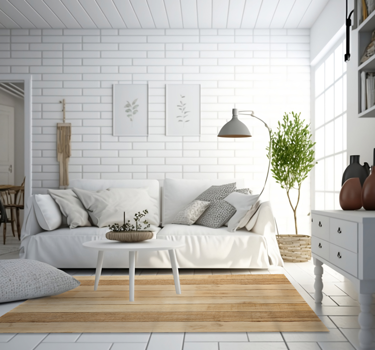 Light color wood planks wood effect vinyl rug - TenStickers