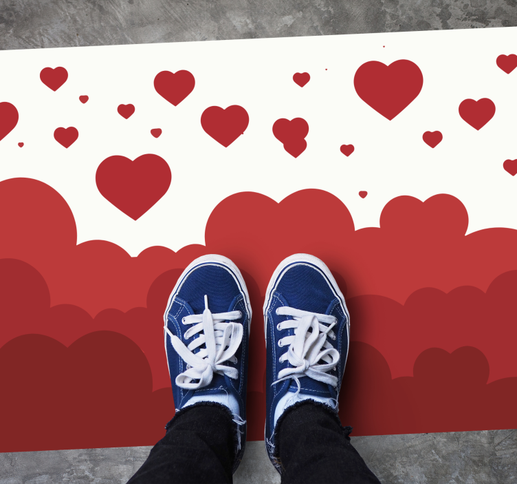 Hearts pattern bedroom vinyl rug - TenStickers