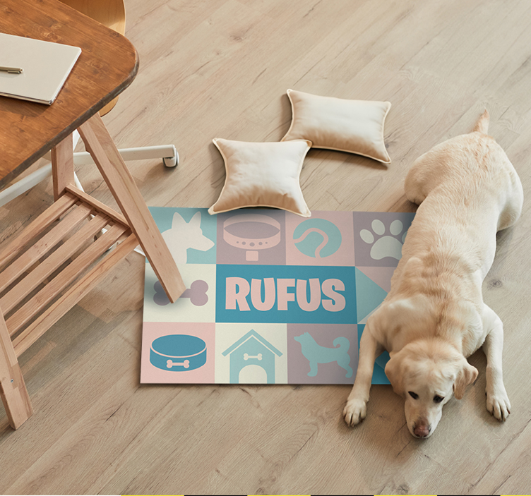 Personalized dog icons vinyl floor rug - TenStickers