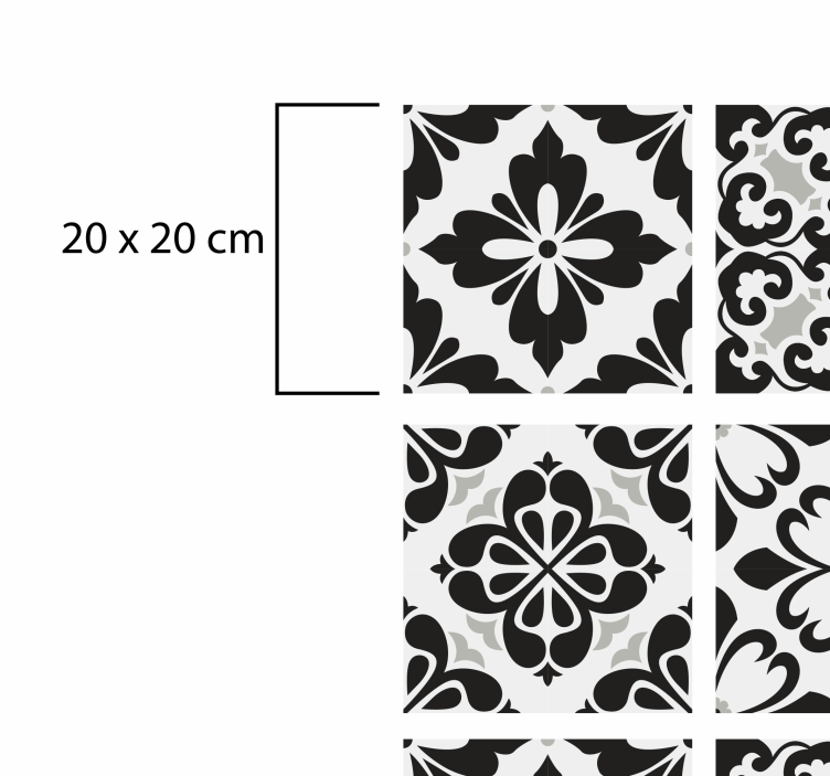 black and white hydraulic tile carpet - TenStickers
