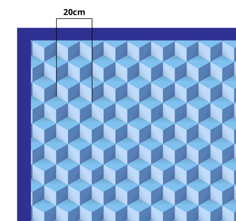 3D cubic blue geometric vinyl rug - TenStickers
