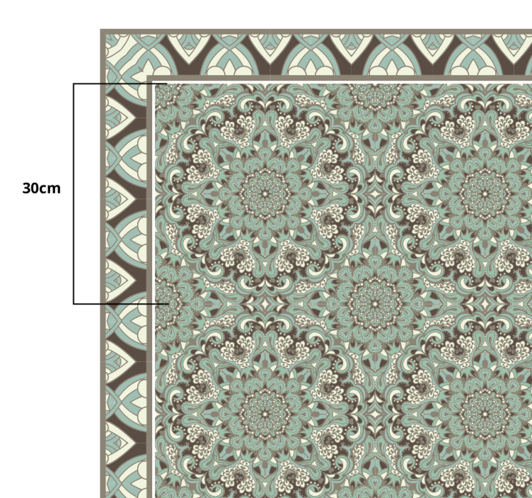Floral tile pattern dining room carpet - TenStickers