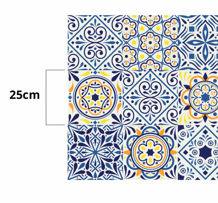 Vibrant tile arrangement kitchen vinyl rug - TenStickers