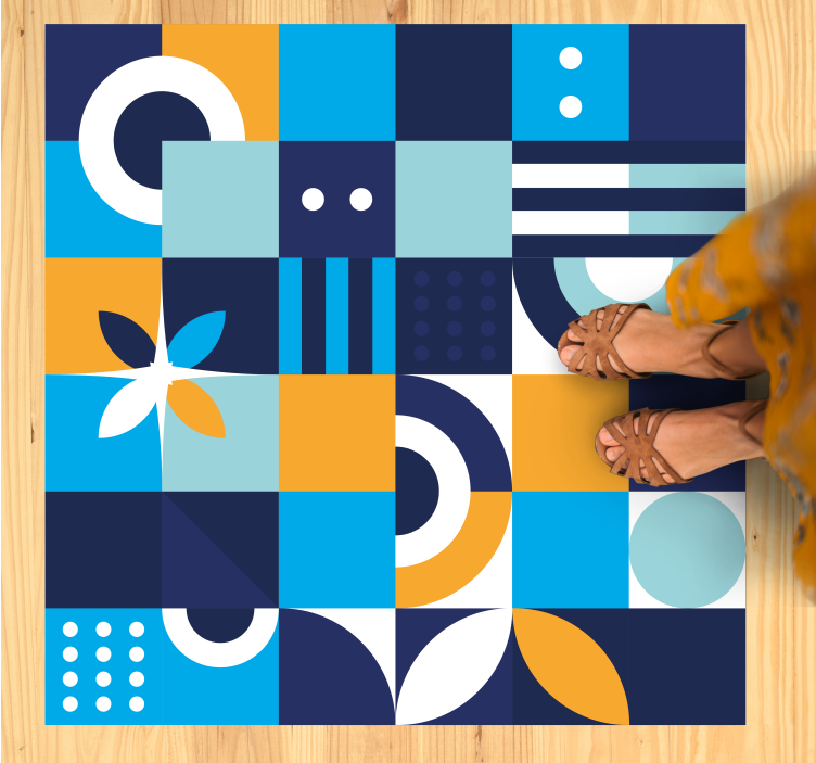 Geometric Color Shapes tile vinyl rug - TenStickers