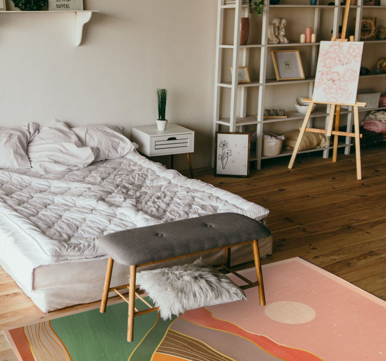 Abstract mountain scenery modern vinyl rug - TenStickers