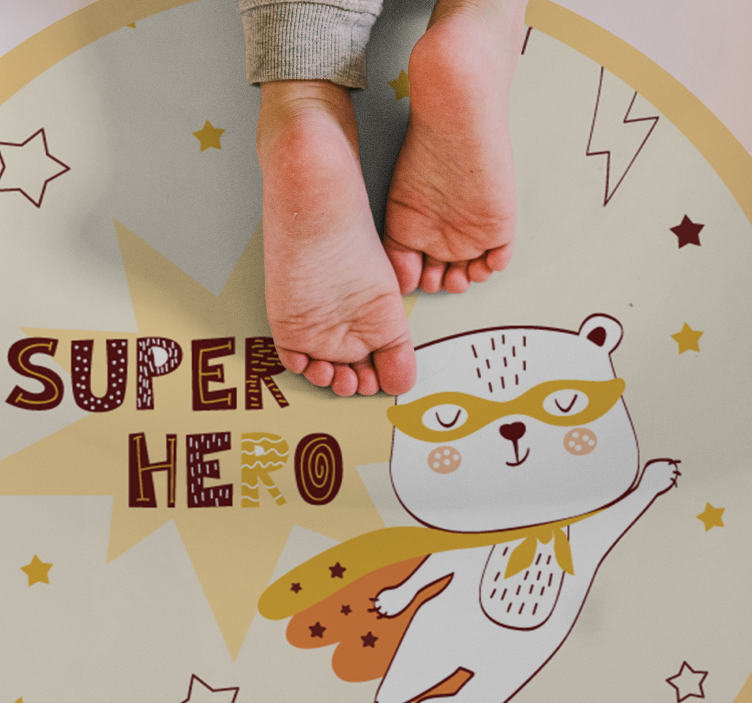 Adorable Bear Superhero kids vinyl rug - TenStickers