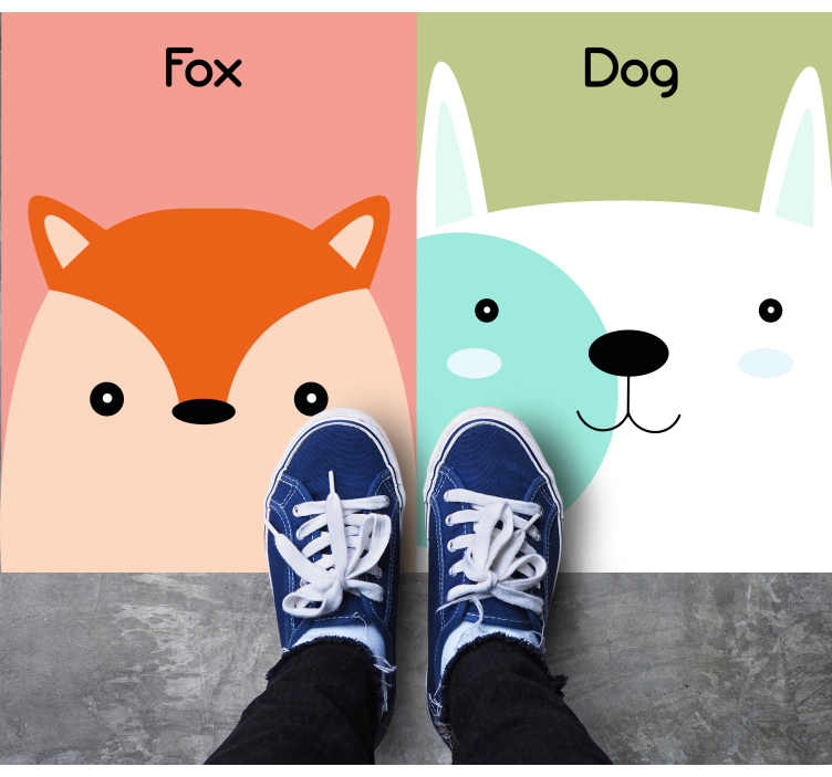 Fox and dog faces kids vinyl rug - TenStickers