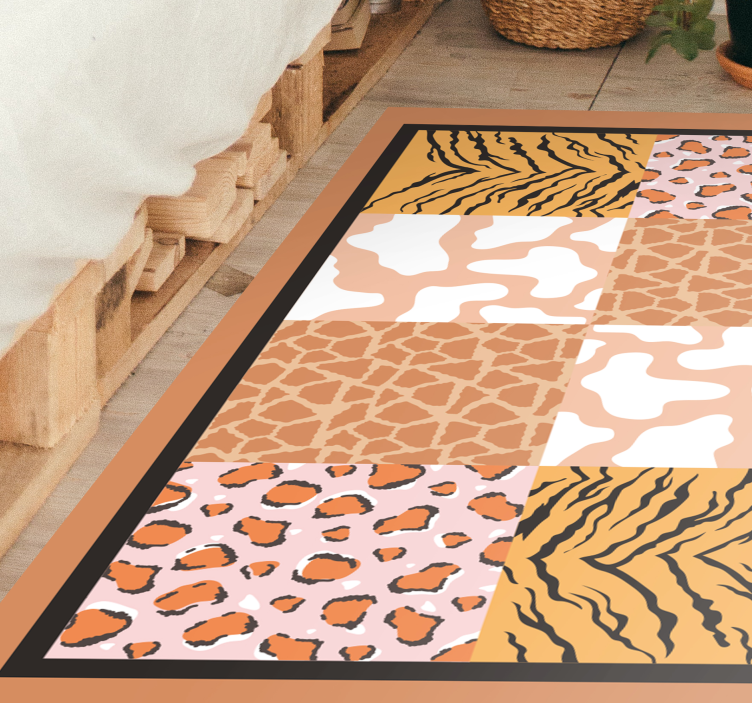Animal print vinyl rug with wild animal designs - TenStickers