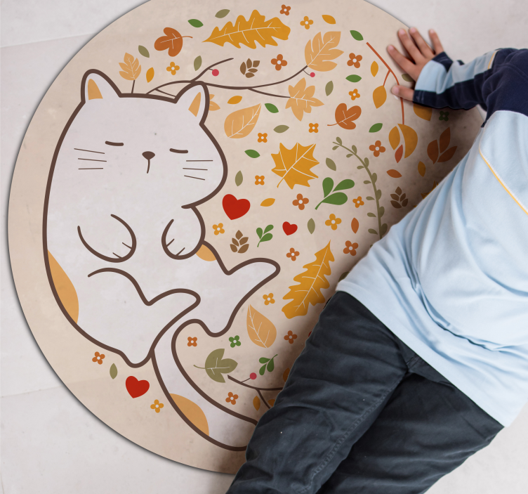Autumn Cat Illustration kids vinyl rug - TenStickers