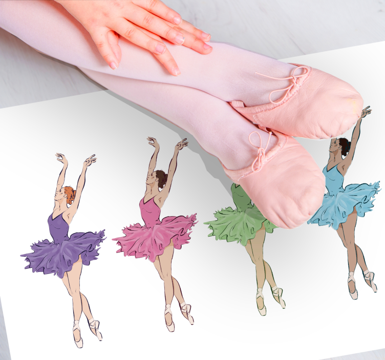 Ballet Dancers Set kids vinyl rug - TenStickers