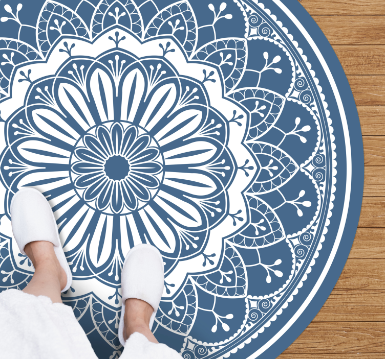 Big mandala on blue mandala vinyl rug - TenStickers
