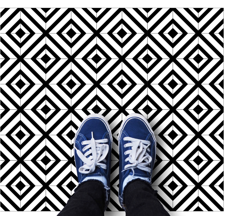 Black and white diamonds geometric vinyl rug - TenStickers