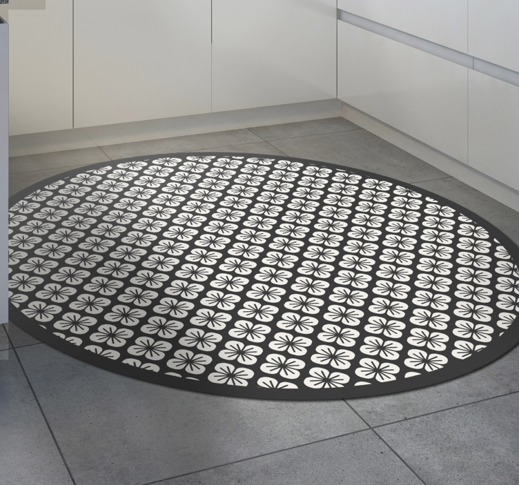 Black Flower Arrangement floral vinyl rug - TenStickers